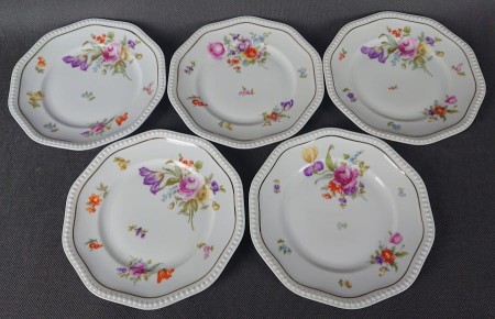 Talerzyki deserowe Perlrand 5 szt. - Stara porcelana Rosenthal