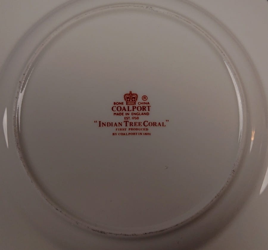 Piękny zestaw śniadaniowy - Angielska porcelana Coalport - Indian Tree Coral
