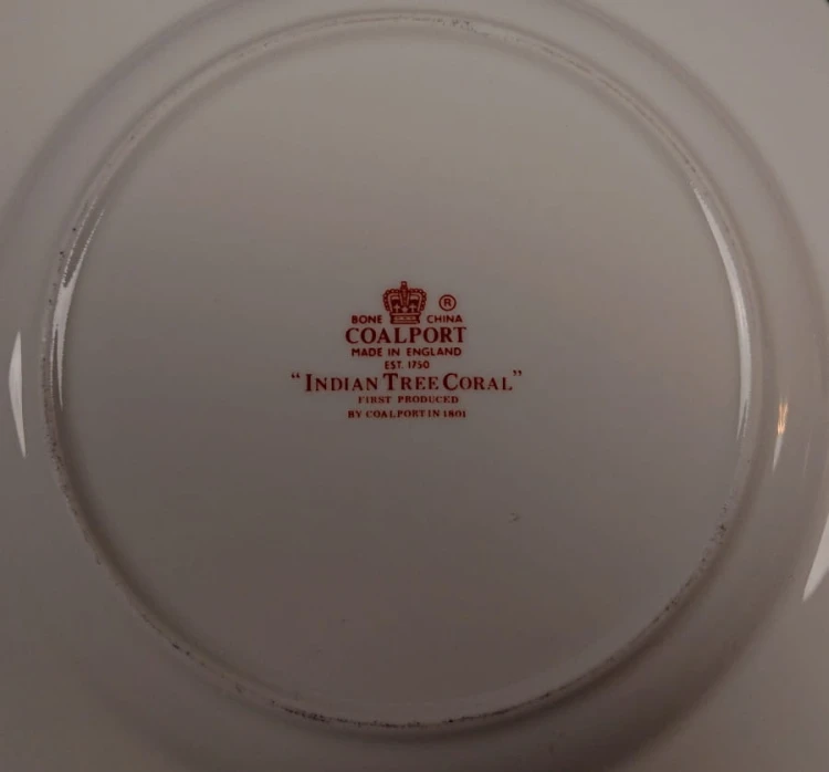 Piękny zestaw śniadaniowy - Angielska porcelana Coalport - Indian Tree Coral