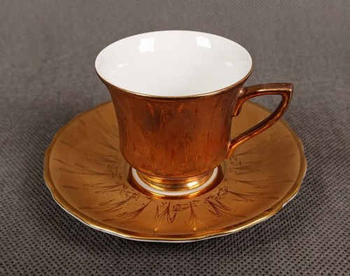 Złoty zestaw do małej mokki - Porcelana czechosłowacka Windsor Carsbad