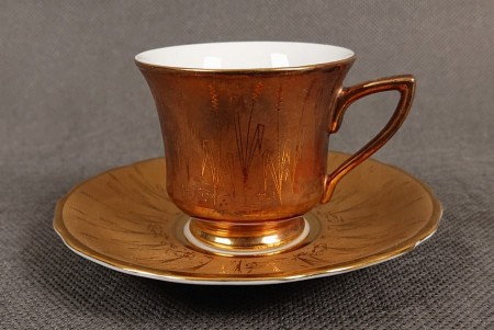 Złoty zestaw do małej mokki - Porcelana czechosłowacka Windsor Carsbad
