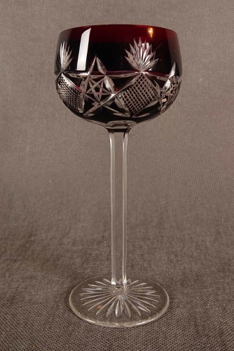 Belgijski rubinowy kielich - Szkło Val Saint Lambert