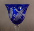 Niebieski kielich do wina - Szkło VEB Bleikristall Arnstadt
