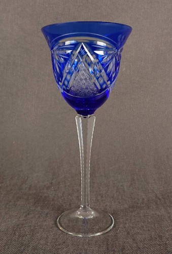 Niebieski kryształowy kielich do wina - VEB Bleikristall Arnstadt