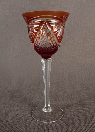 Bordowo herbaciany kryształowy kielich do wina - VEB Bleikristall Arnstadt