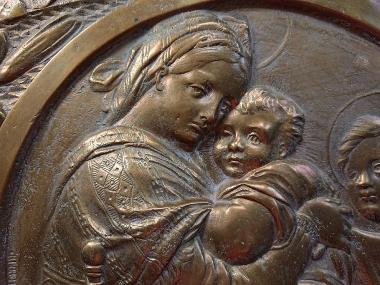 Madonna z dzieciątkiem - Duża plakieta - włoska secesja