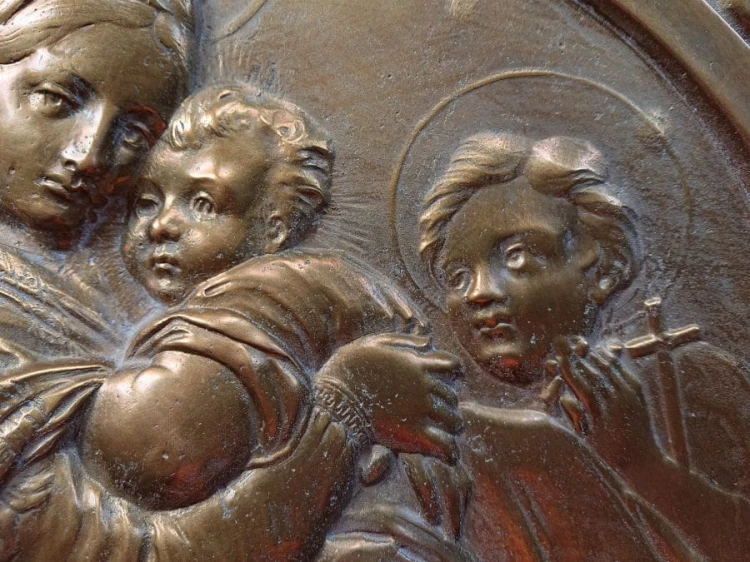 Madonna z dzieciątkiem - Duża plakieta - włoska secesja