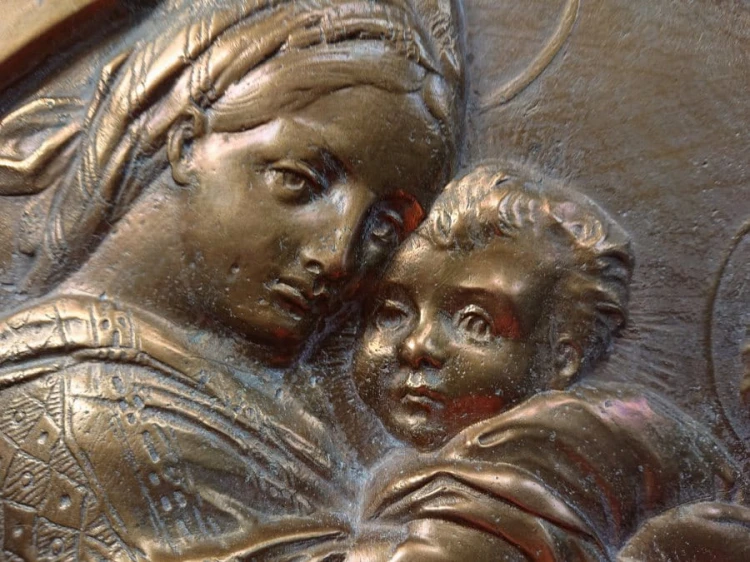 Madonna z dzieciątkiem - Duża plakieta - włoska secesja