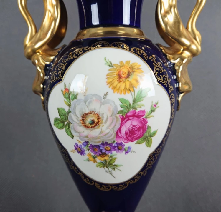 Unikatowy wazon kobalt i złocenia - Porcelana Lindner