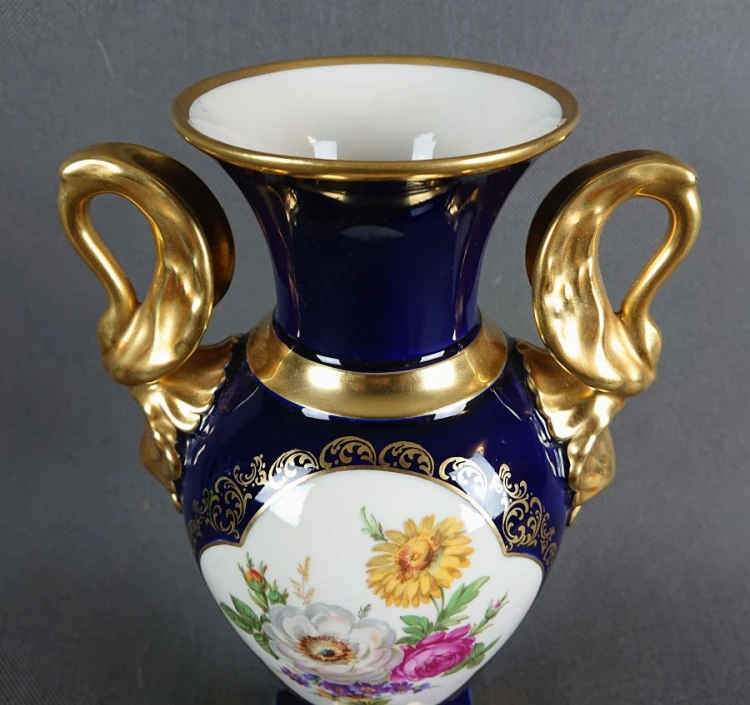 Unikatowy wazon kobalt i złocenia - Porcelana Lindner