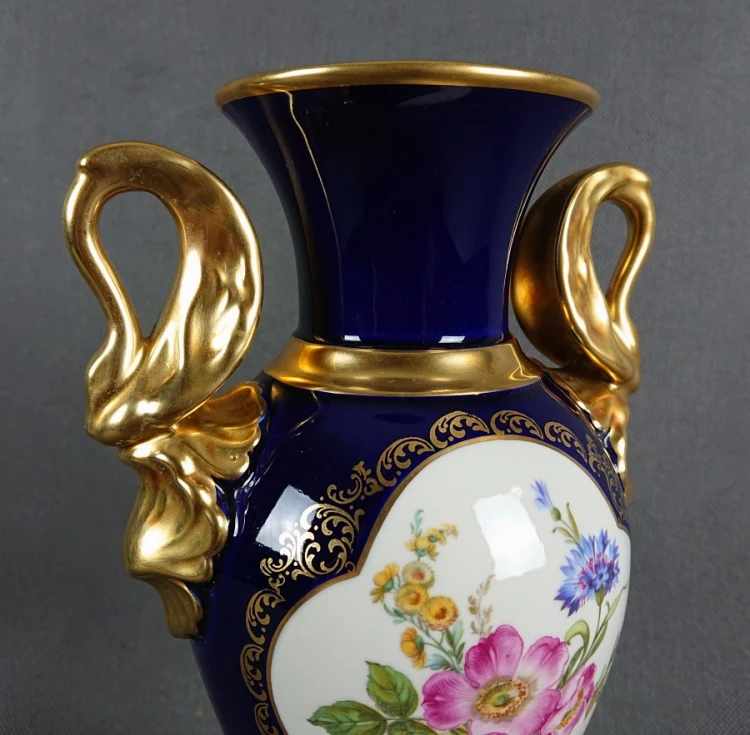 Unikatowy wazon kobalt i złocenia - Porcelana Lindner