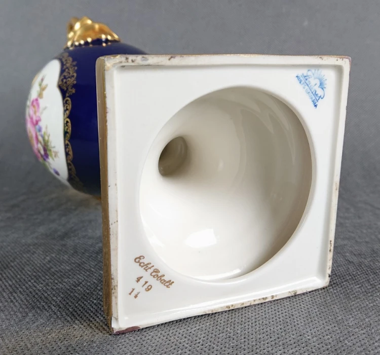 Unikatowy wazon kobalt i złocenia - Porcelana Lindner