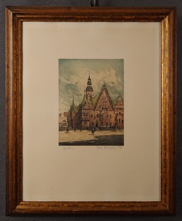 Breslau - Wrocław - Piękna stara grafika - akwaforta i akwatinta