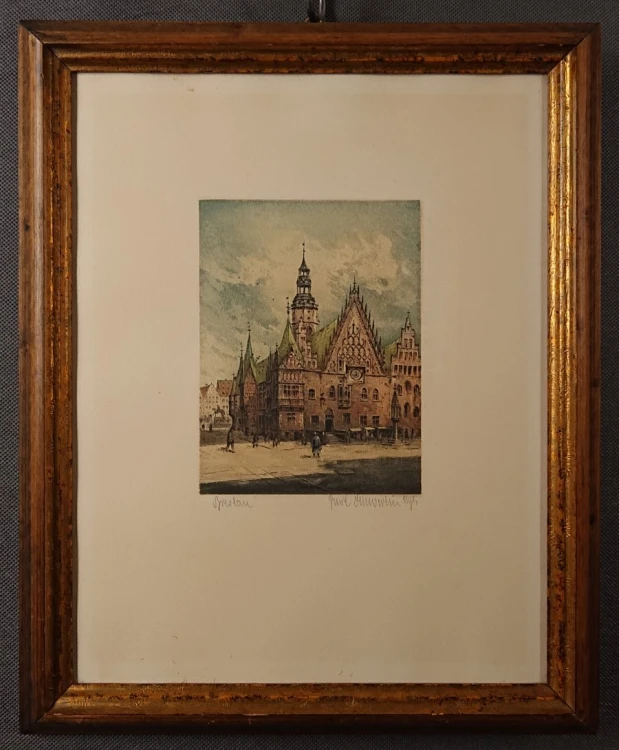 Breslau - Wrocław - Piękna stara grafika - akwaforta i akwatinta