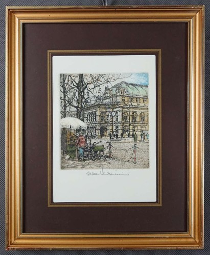 Widok na Operę Wiedeńską - Akwaforta Robert Kasimir