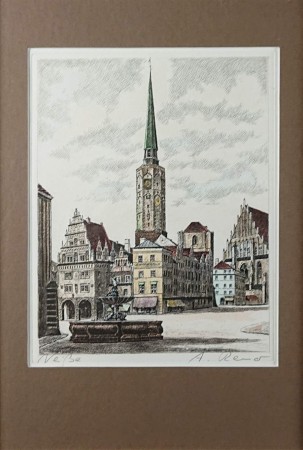 Nysa - Neisse - Kolorowa akwaforta A. Remo