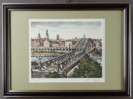 Stara grafika Głogów - Glogau - Richard Adler