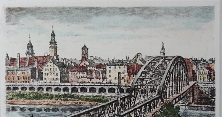 Stara grafika Głogów - Glogau - Richard Adler