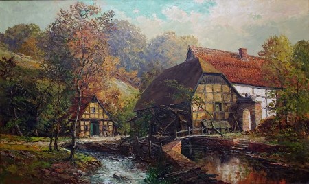 Dzieło charakteryzuje się wyjątkowo bogatą strukturą impasto – grubymi, plastycznymi kładzionymi szpachlą warstwami farby, które nadają wodzie i architekturze niemal trójwymiarowy efekt.