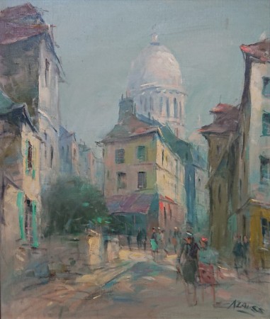 Praca charakteryzuje się lekką, swobodną plamą malarską oraz subtelną, pastelową kolorystyką, która doskonale oddaje atmosferę zamglonego poranka w metropolii.