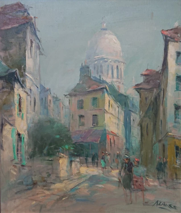 Praca charakteryzuje się lekką, swobodną plamą malarską oraz subtelną, pastelową kolorystyką, która doskonale oddaje atmosferę zamglonego poranka w metropolii.