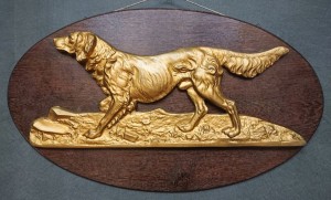 Seter irlandzki w polu ⭐ stara płaskorzeźba