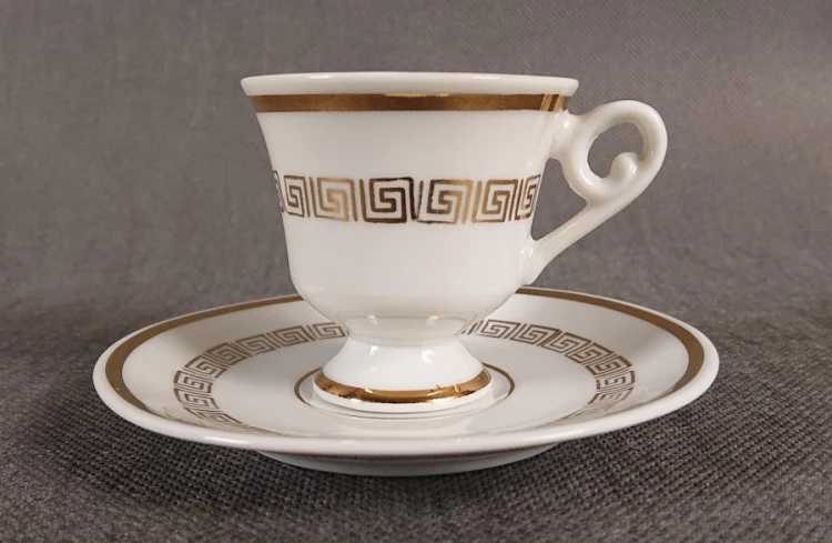 Biało złoty zestaw do espresso - Porcelana Rudolf Wächter