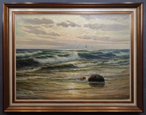 Paul Heinz Olbrich – Majestatyczny Bałtyk | Oryginalny Obraz Olejny w Złotej Ramie