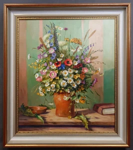 Wspaniała Martwa Natura | Olej na Płótnie w Złotej Ramie - Helmuth Andreas Volkwein (1920-2004) 