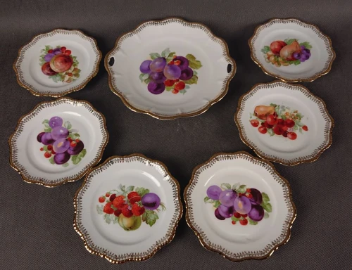 Komplet Deserowy Tiefenfurt (Parowa) | Śląska Porcelana z Owocami