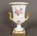 Porcelanowy wazon kraterowy Lindner Kueps Bavaria kwiaty złoto