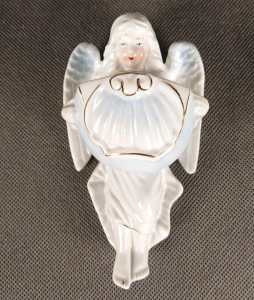 Porcelanowa Kropielniczka z Aniołem | Styl Vintage | Sygnowana