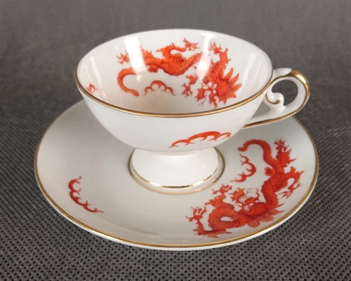 Filiżanka do espresso ze spodkiem Czerwony Smok Meissen PGH