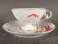 Kolekcjonerska porcelana miśnieńska wzór Roter Drache czerwony i złoto
