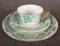 Trzyczęściowe trio do espresso Seltmann Weiden biała porcelana ze złotem