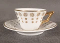 Elegancki komplet do mokki vintage lata 50. 60. biały ze złotem
