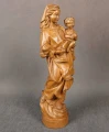 Tyrolska figura Madonny z Jezusem rzeźbiona w drewnie olchowym 34 cm