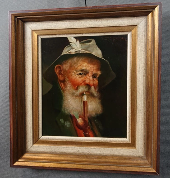 Portret w ramie ujęty pod kątem z prawej strony