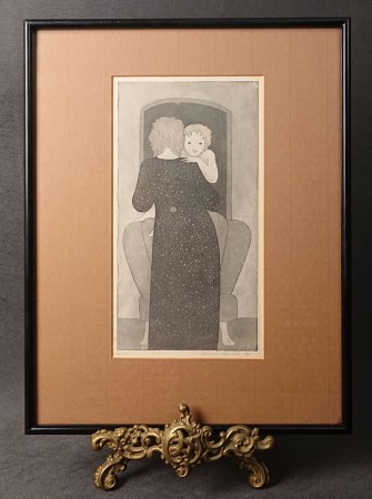 Grafika Ukochane dziecko Irene Müller z 1979 roku oprawiona w ramę z passe-partout