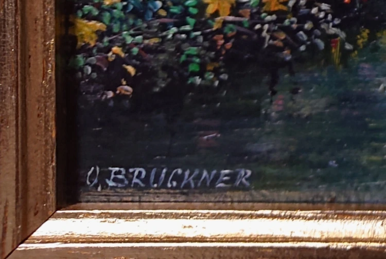 Odręczna sygnatura autorska O BRUCKNER w lewym dolnym narożniku miniatury