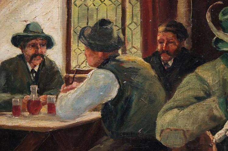Stary obraz biesiada w oberży - Willy Lichtschlag
