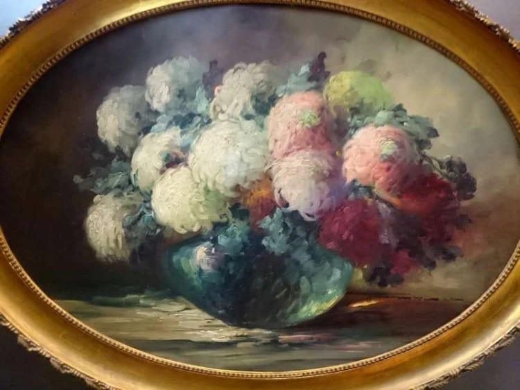Obraz olejny UNIKAT RARYTAS Piwonie ~ HEDWIG PETERMANN ur.1877r