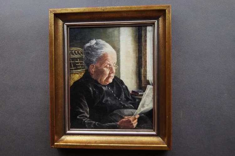 Sentymentalny obraz czytająca babcia Wilhelm Hoffmann