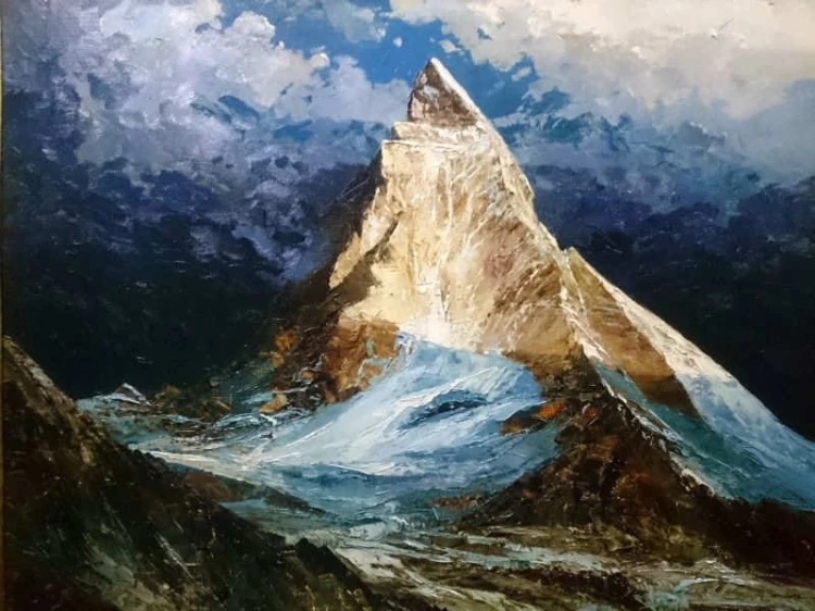 Obraz olejny MATTERHORN Heinz Munnich 1921r UNIKAT