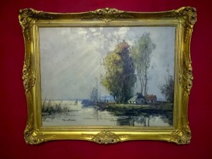 Stary obraz Wim van Norden wieś rybacka