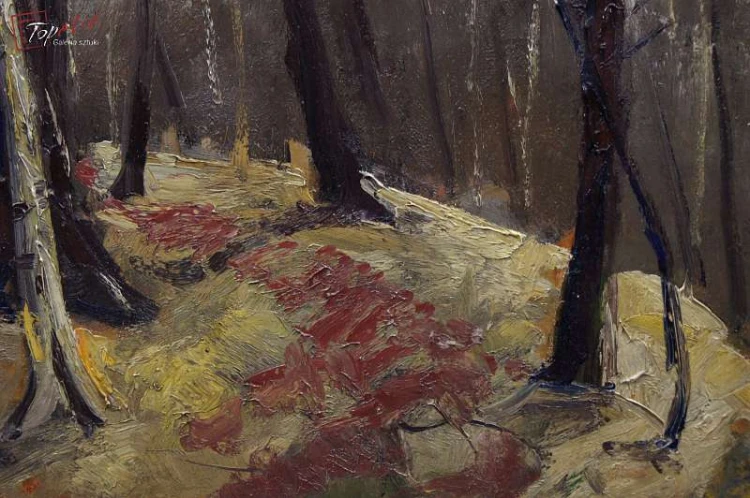 Stary obraz Josef Steib Jesienny Las 1929r