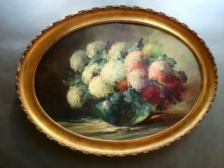 Obraz olejny UNIKAT RARYTAS Piwonie ~ HEDWIG PETERMANN ur.1877r