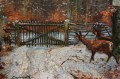 Stary obraz olejny Sarny zimową nocą Schadensack