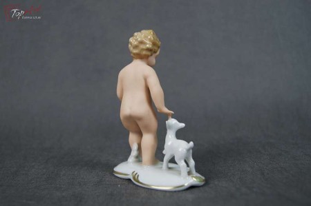 Porcelana Gerold .Figurka brzdąca z koźlęciem. Okaz !!!