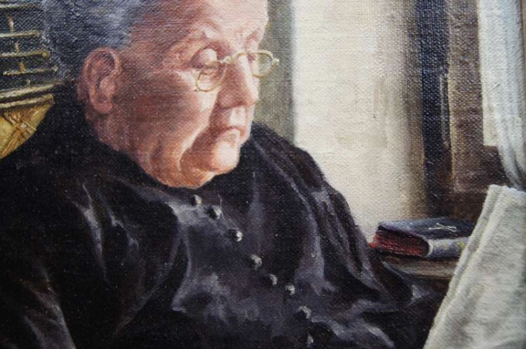 Sentymentalny obraz czytająca babcia Wilhelm Hoffmann